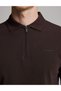 Dark Brown Slim Fit 100% Cotton Non-Crease Zippered Polo Collar Basic Sweatshirt 50334013-Vr084 - 6