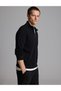Black 3-Thread Regular Fit Zippered Stand-Up Collar Basic Sweatshirt 50334032-Vr046 - 4