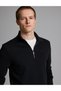Black 3-Thread Regular Fit Zippered Stand-Up Collar Basic Sweatshirt 50334032-Vr046 - 3