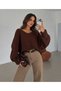 Women's Bat Sleeve Oversize Soft Textured Thick Knit Sweater - 3