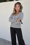 Women's V-Neck Seasonal Gray Knit Sweater
