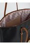 Black-Tan Shk357 Large Capacity, Shoulder Strap, Zippered, Everyday Shopper Bag. - 7