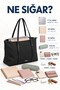 Black Shk357 Large Capacity, Shoulder Strap, Zippered, Everyday Shopper Bag. - 3