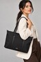 Black Shk357 Large Capacity, Shoulder Strap, Zippered, Everyday Shopper Bag. - 2