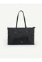 Black Shk357 Large Capacity, Shoulder Strap, Zippered, Everyday Shopper Bag.