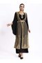 Black Gold-Embroidered Belted Maxi Dress - 2