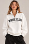 White Club Printed Half-Zip Stand-Up Collar Sweatshirt - 2