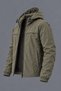 Men's Spring Khaki Raincoat with Stand-Up Collar, Hood, and Zipper. - 2