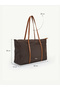 Brown-Tan Shk357 Large Capacity, with Strap, Zippered, Everyday Shopper Shoulder Bag. - 8