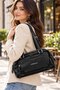 Women's Black Shoulder Bag, Multi-Compartment, Zippered, with Adjustable Strap, Everyday Bag. - 4