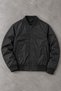Men's College Collar Zippered Bomber Seasonal Black Raincoat - 4