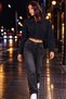 Women's Crop Shirt Collar Casual Navy Blue Jacket - 4