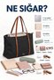 Black-Tan Shk357 Large Capacity, Shoulder Strap, Zippered, Everyday Shopper Bag. - 3