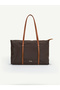 Brown-Tan Shk357 Large Capacity, with Strap, Zippered, Everyday Shopper Shoulder Bag.