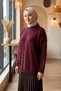 Stoned Glitter Rib Detail Tunic 650014 Dark Burgundy - 4