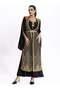 Black Gold-Embroidered Belted Maxi Dress - 7