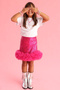 Dark Pink Skirt with Sequined Hem and Tulle Detail for Girls - Sheron - 2