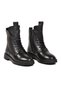 Black Genuine Leather Women's Boots, Anatomical Insole, Lace-Up, Zipper Closure, Rubber Sole, Combat Boots 9866. - 4