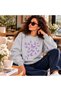 Women's Purple Butterfly Print Graphic Oversized Sweatshirt - Crew Neck, Drop Shoulder, Winter Sweatshirt.