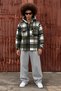 Men's Thick Plaid Hooded Zippered Khaki Lumberjack Shirt - 6