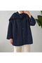 Buttoned, Faux Fur Jacket with Scarf - 4542 - Navy Blue (Ös)