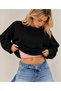 Women's Boat Neck Plain Knit Off Shoulder Comfortable Fit Long Sleeve Basic Knitwear Sweater - 4
