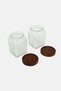 2 Piece Pebbled Textured Glass Jar Set With Acacia Lids 701 ml, Transparent - 3