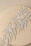 Beaded and Sequin Embellished Floral Leaf Motif Lace Applique