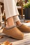 Women's Brown Winter Slippers, Suede-Look, Thick-Soled Slippers/Shoes.