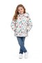 Girl's Hooded Digital Print Patterned Fluffy Coat - Water and Wind Resistant