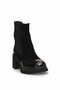 D26Kb-1945 Women's Genuine Leather Heeled Boots, Black. - 2