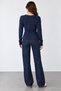 Women's Crew Neck Knit Sweater with Cross-Over Button Detail at the Waist. - 5