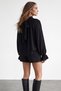 Women's Black Mock Neck Blouse with Scarf Detail and Ruffled Sleeves, Knit, Alc-X15994 - 7