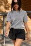 Women's Short-Sleeved Crew Neck Casual Knitted Gray Sweater. - 4