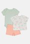 Toddlers Girl 3 Pieces Top And Bodysuits With Shorts Set, Multicolor - 4