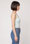 Women V-Neck Sleeveless Ribbed Crop Tank Top, Light Green - 3