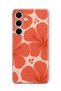 Samsung Galaxy A27 Compatible Transparent Phone Case with Orange Hibiscus Flower Design.