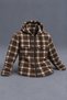 Men's Hooded Double-Pocket Plaid Coffee-Colored Carpenter Shirt. - 6