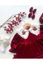 Cherry burgundy velvet detachable collar christmas special occasion holiday dress for baby girls - 8