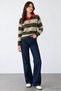 Women's Polo Collar Buttoned Embroidered Wool Knit Sweater - 3