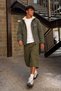 Men's Hooded, Pocketed, Casual Khaki Faux Fur Raincoat. - 6