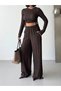 TEXTURED RUChed CROP TOP AND WIDE-LEG PANTS SET - 6