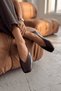 Erdy Dark Brown Leather Women's Ballet Flats with Stitching Detail. - 2