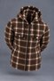 Men's Hooded Double-Pocket Plaid Coffee-Colored Carpenter Shirt. - 2