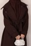 Women's Lined Belted Cashmere Coat - Stylish Outerwear for Modest Wear. - 2