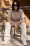Women's Short-Sleeved Crew Neck Casual Knit Cream Sweater - 5