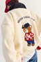 Women's Oversized Plush Sweatshirt with Bear Embroidery, Stand-Up Collar, and Button Details 4241 60286781 - 2
