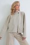 Women's Beige Stand-Up Collar Poncho Jacket with Pockets Alc-X14421