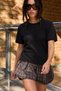 Women's Short-Sleeved Crew Neck Casual Knitted Black Sweater. - 4