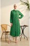 Button-Down Tunic with Shirt Collar and Daisy Print 0355-11 Emerald Green